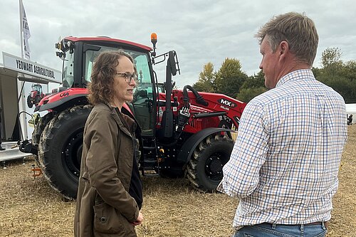 Alison speaking with farmer