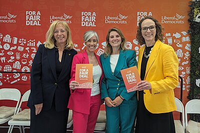 Alison Bennett with Liz Jarvis (Eastleigh), Deputy Leader Daisy Cooper (St. Albans) and Jess Brown Fuller (Chichester)