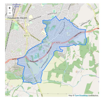 Map of Franklands Ward