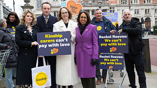 Kinship Carers campaigning outside the Treasury