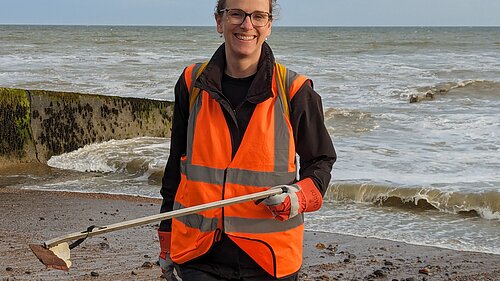 Alison Bennett at a beach litter pick