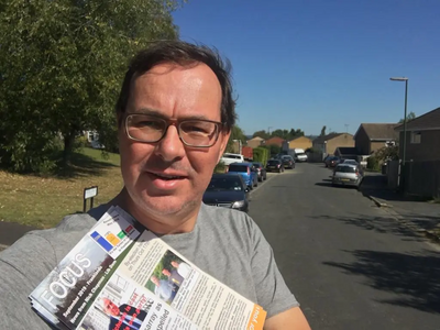 David Inglesfield leafleting