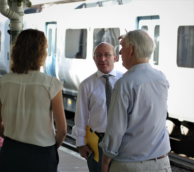 Thameslink Train at Burgess Hill Station with Robert Eggleston, PPC for Mid Sussex